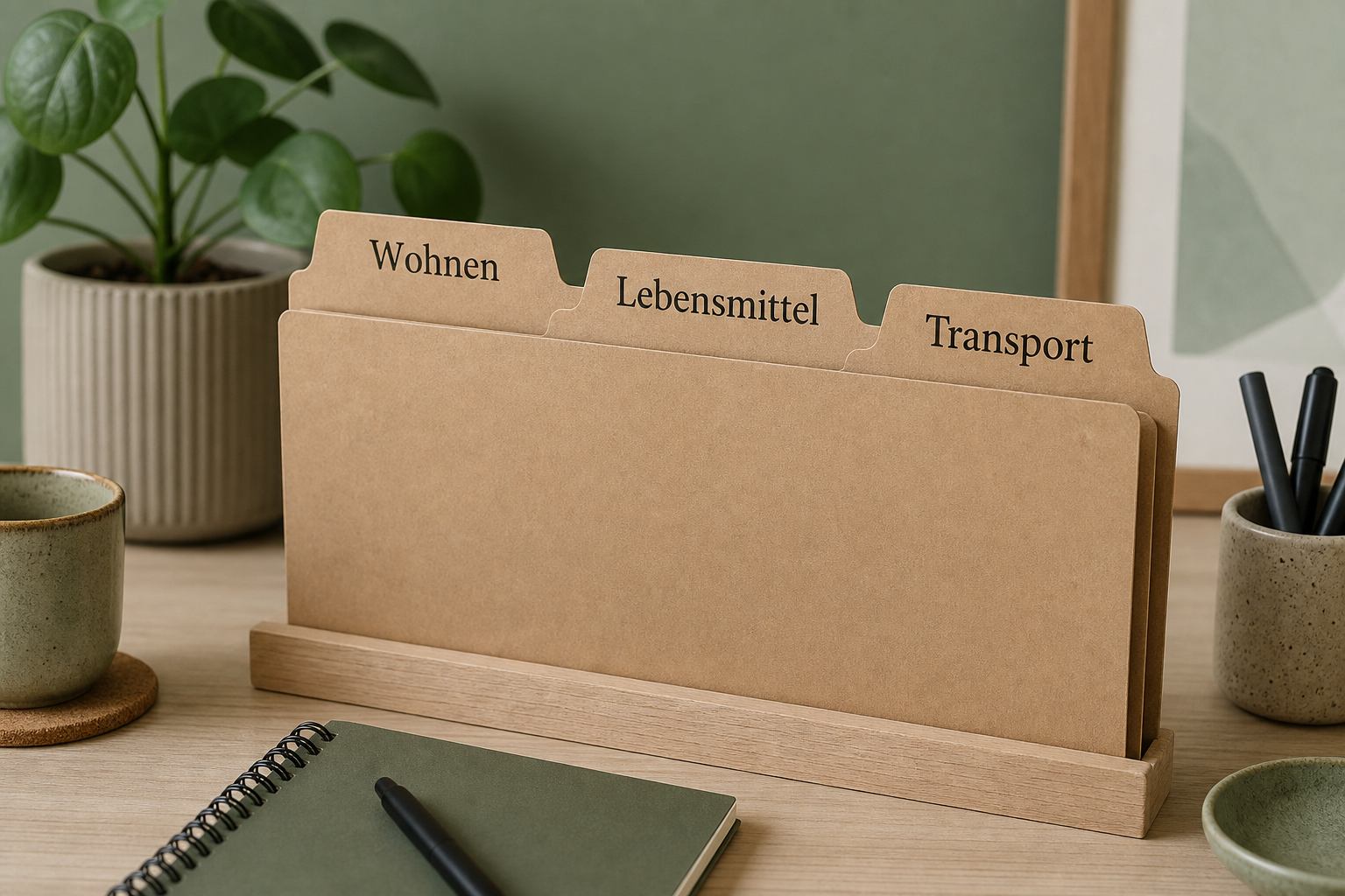 Kartenregister und Ordnerreiter für Haushaltskategorien